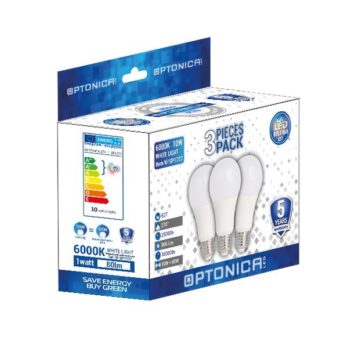 LED Plastic Bulb 3 Pieces Pack E27 A60